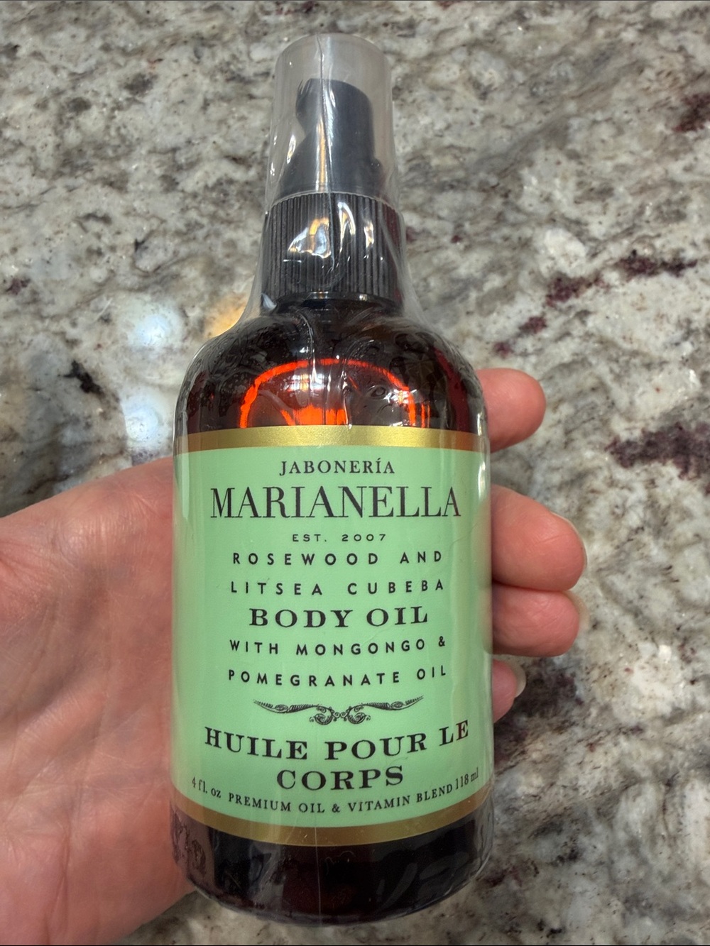 Marianella Rosewood & Litsea Body Oil — Light Green